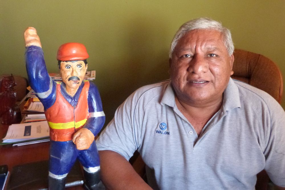 Secretario general de la CGTP y Construcción Civil, Manuel Coronado Lino.