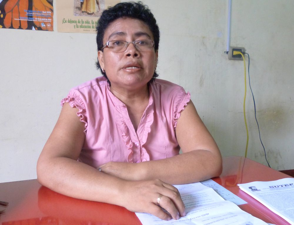 Prof. Nair Núñez, secretaria general del Sutep-Maynas, a su retorno de Lima