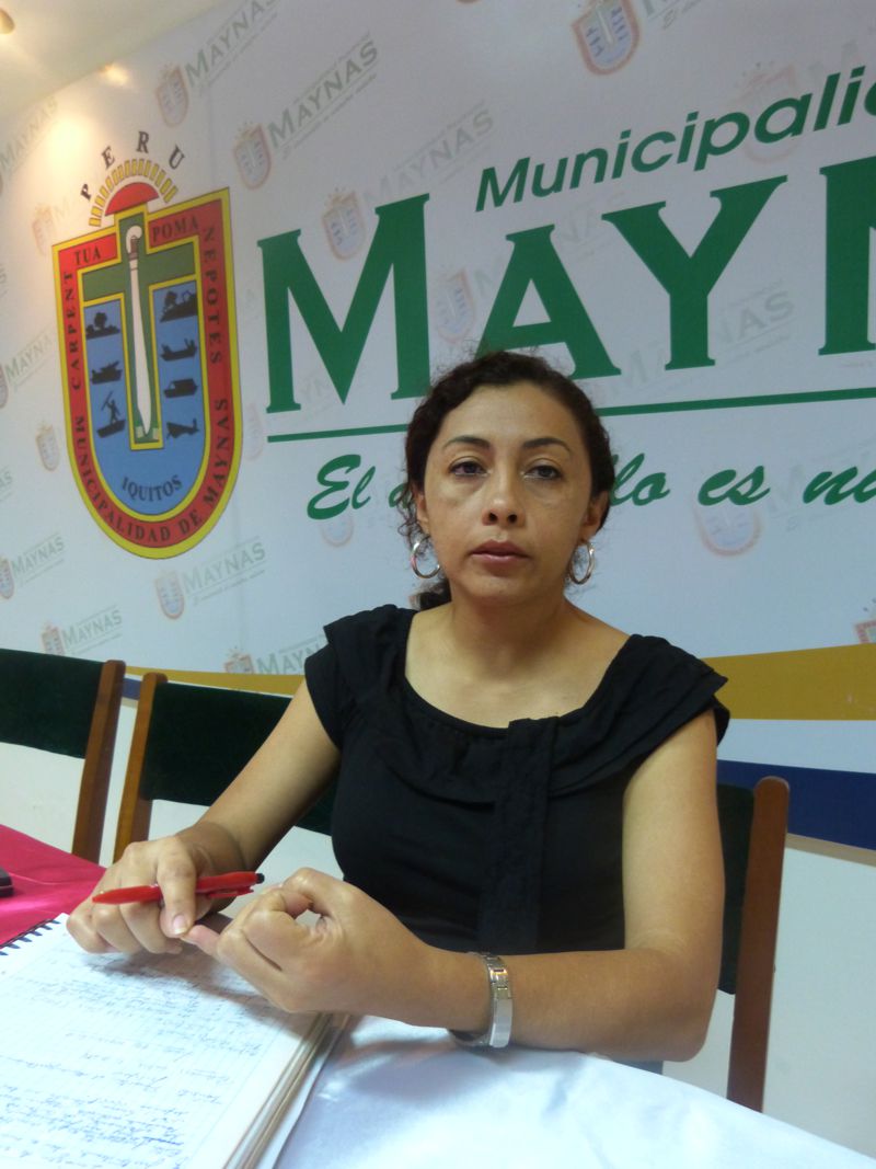 Alcaldesa de la comuna provincial de Maynas, Adela Jiménez Mera.