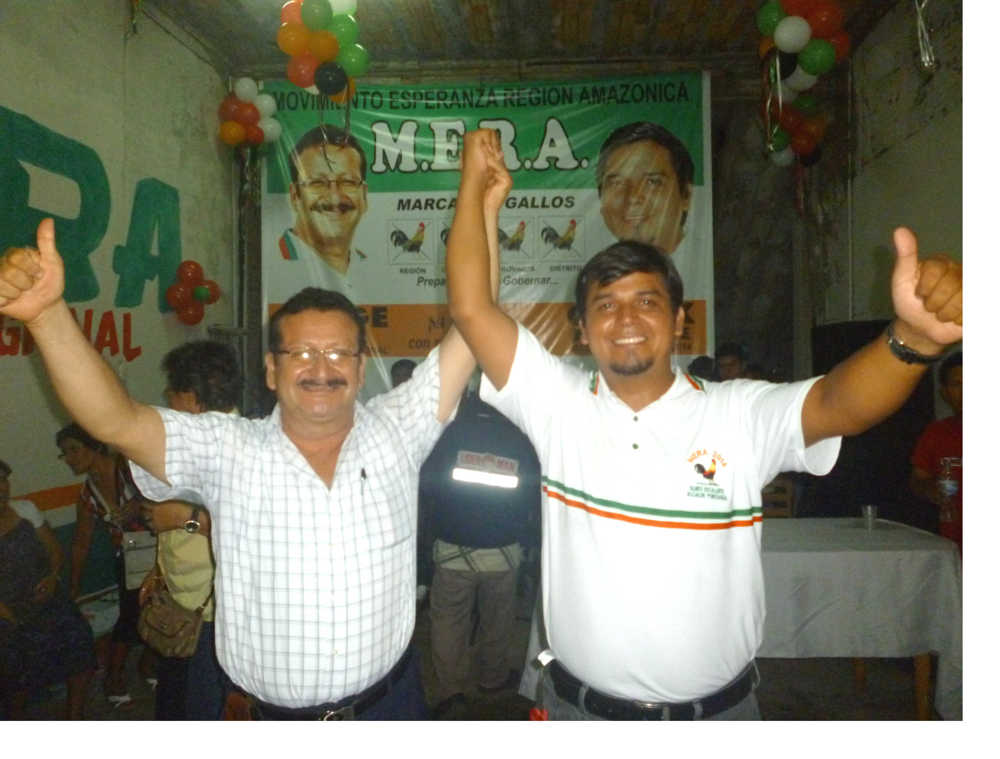El líder de la agrupación «MERA», Jorge Mera y el recién oficializado candidato de Punchana, Olmex Escalante.