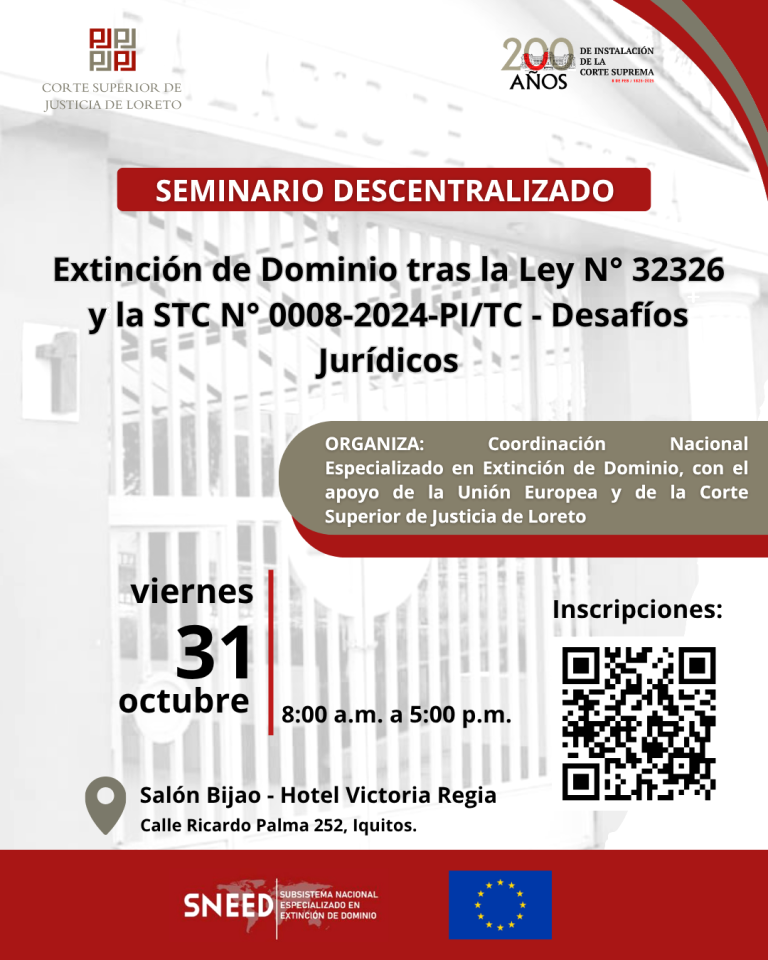 Se desarrollará la última fecha del Seminario Descentralizado sobre Extinción de Dominio