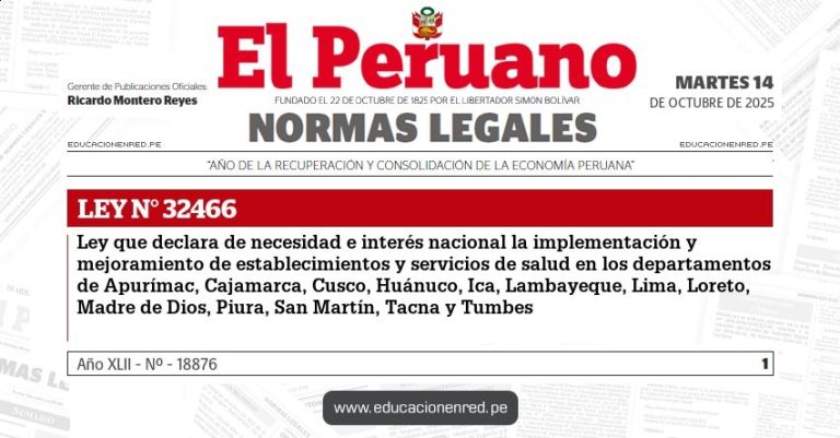 Ley que declara de necesidad e interés nacional la implementación y mejoramiento de establecimientos y servicios de salud
