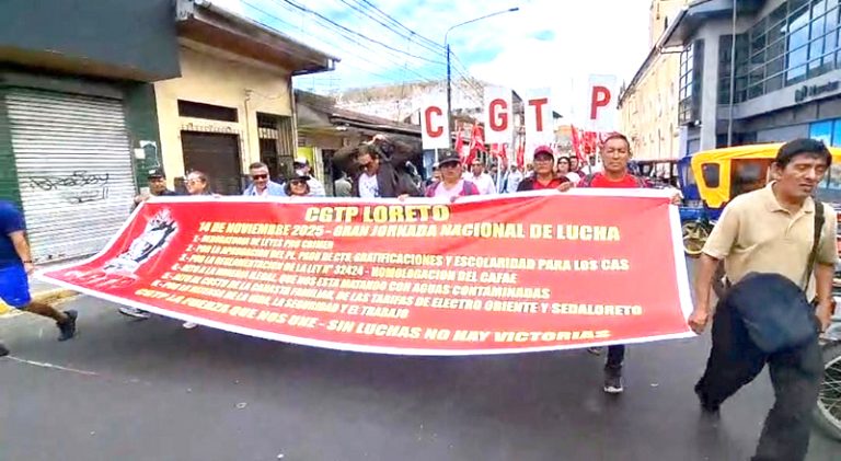 CGTP Loreto marchó en Iquitos para exigir atención a su pliego de reclamos