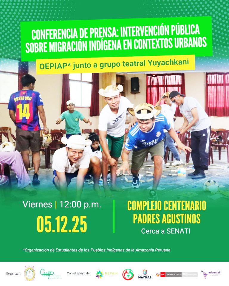 Jóvenes indígenas de OEPIAP presentan intervención pública sobre migración indígena urbana en colaboración con Yuyachkani