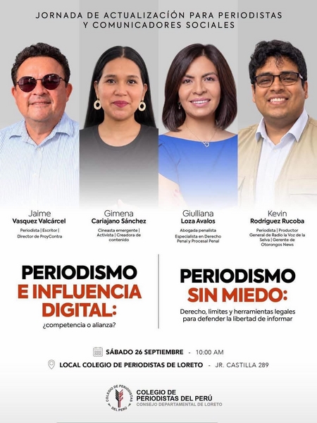 Colegio de Periodistas de Loreto realiza hoy jornada gratuita de actualización para comunicadores